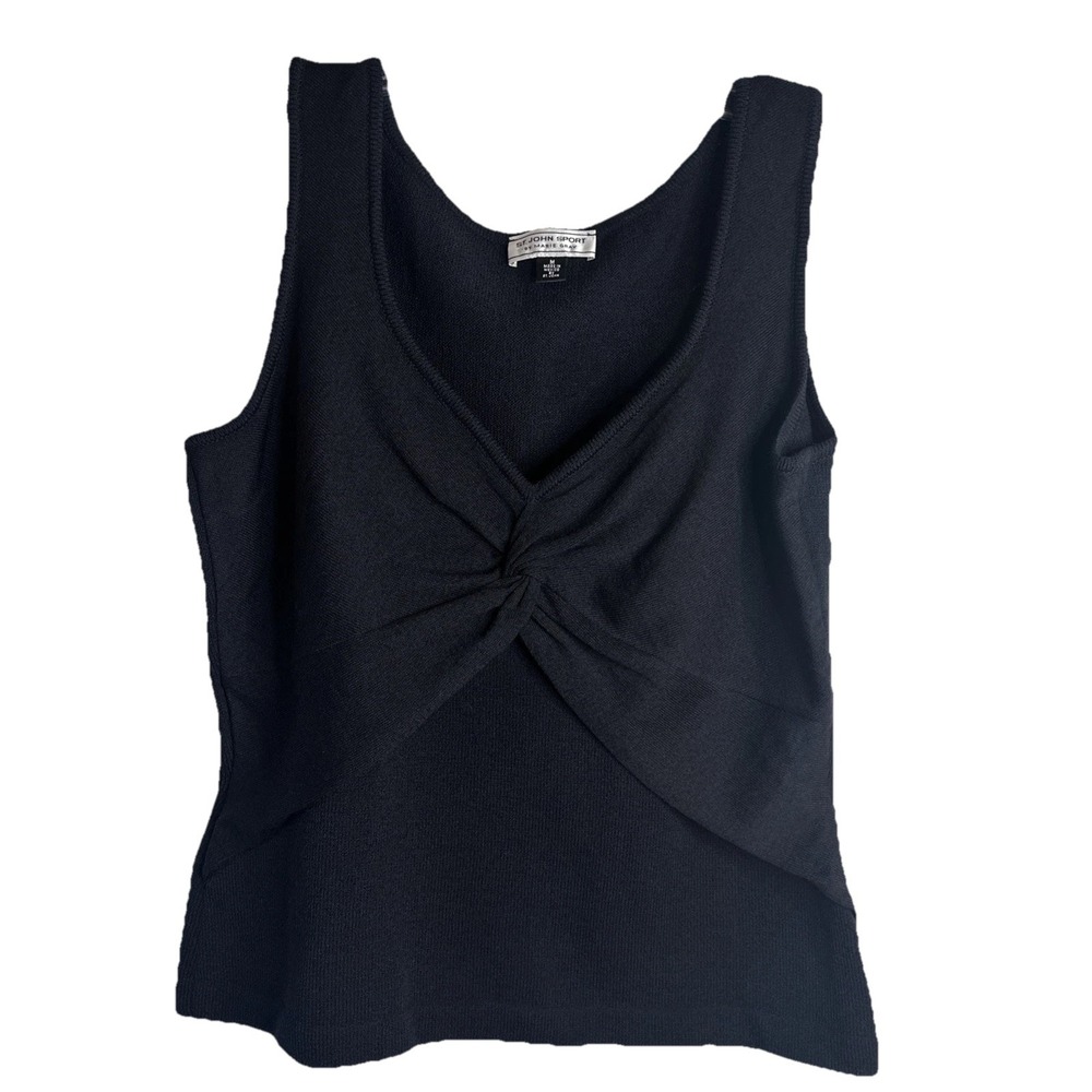 St John Sport Vneck Twisted Knot Detail Black Sz‎ Medium